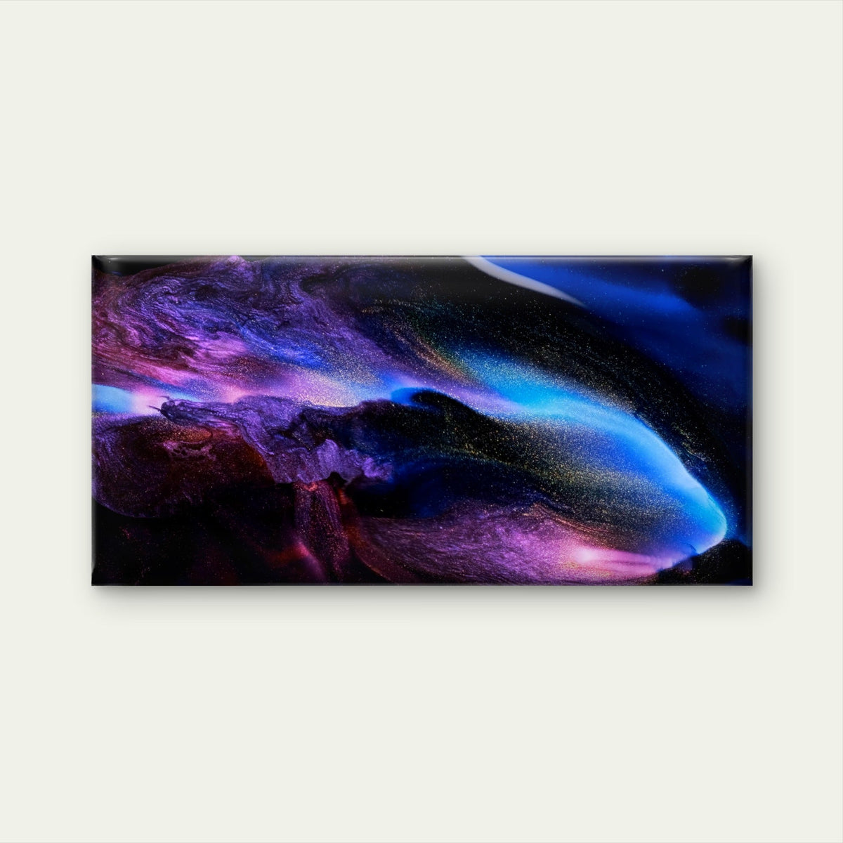 Blue Purple Fluid Abstract Swirl Wall Art Canvas Office Home Room Framed 80x45cm