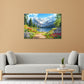 Vibrant Flowers Path with Mountain Lake Print 100% Australian Made 60x40cm Stretched Canvas Ready to Hang