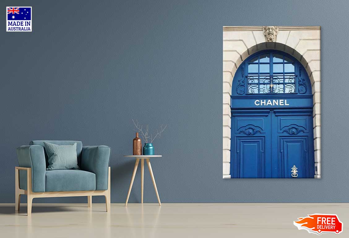 Fashion Store Front Blue Door Print 100% Australian Made Stretched Canvas Ready to Hang - FS - 109