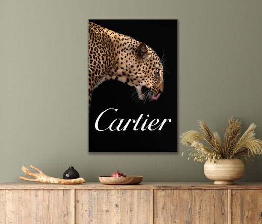 Leopard By A Black Background Print 100% Australian Made 40x60cm Stretched Canvas Ready to Hang