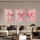 3pcs Pink Bow Designs Elegant Romantic Metal Print Ready to Hang Art