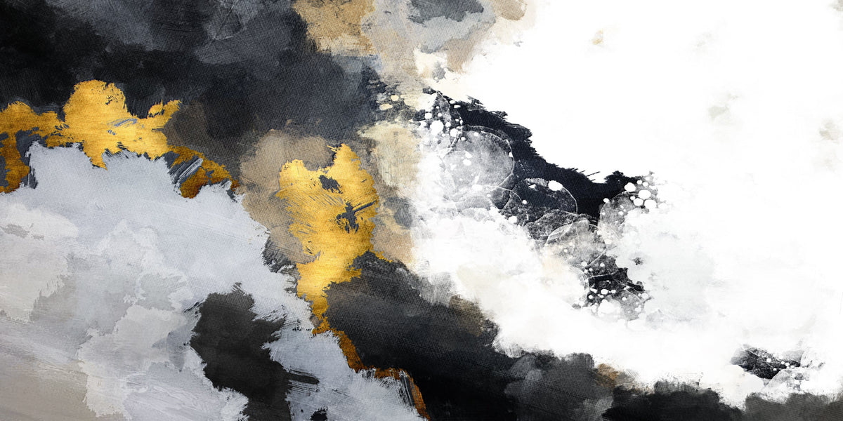 Modern Gold Foil Smoky Gray Art Wall Art Canvas Office Home Room Framed 80x45cm
