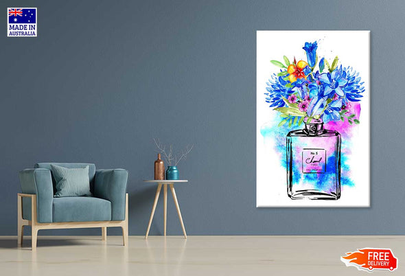 Multicolor Flowers Perfume Bottle Fashion Print 100% Australian Made Stretched Canvas Ready to Hang - FS - 140