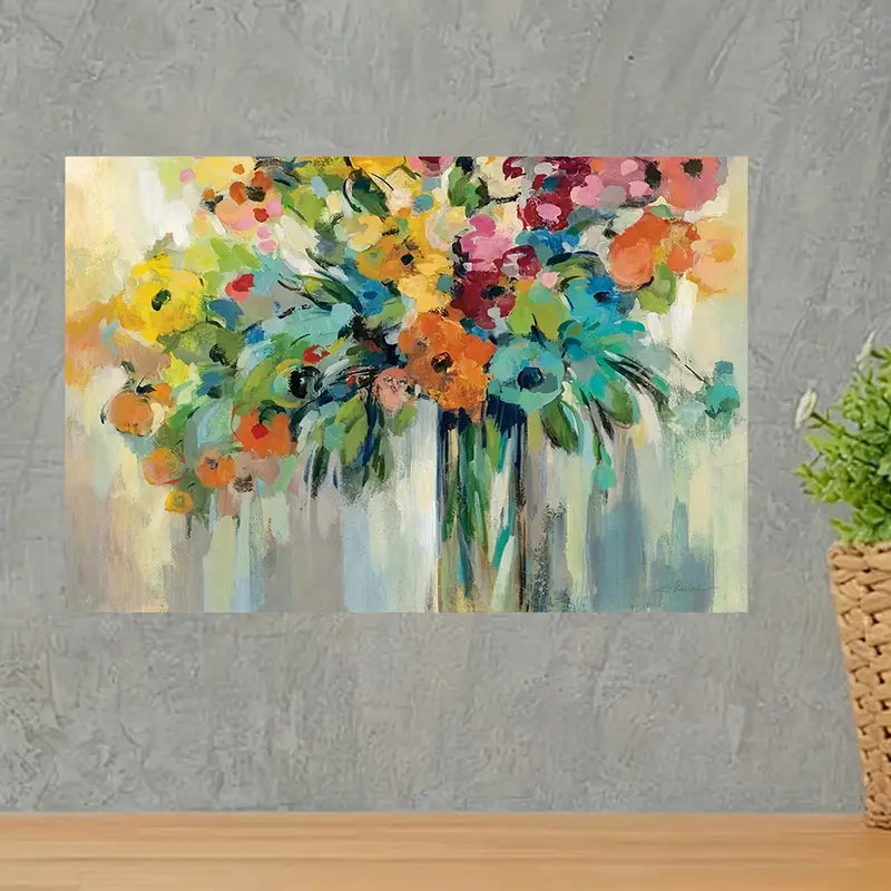 Chic Abstract Floral Canvas Art Print 100% Australian Made 60x40cm Stretched Canvas Ready to Hang