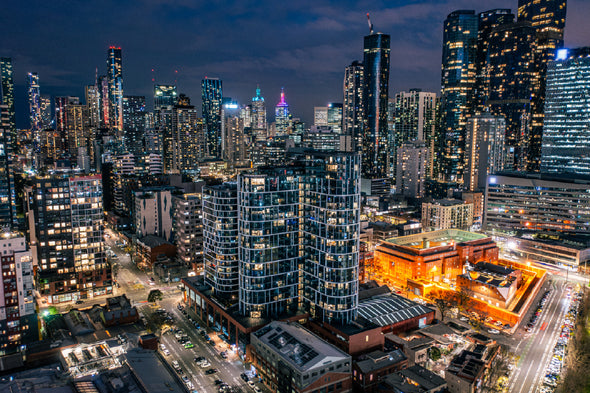 Docklands City Near Southern Cross Station Night View Print 100% Australian Made Stretched Canvas Ready to Hang - AU-109