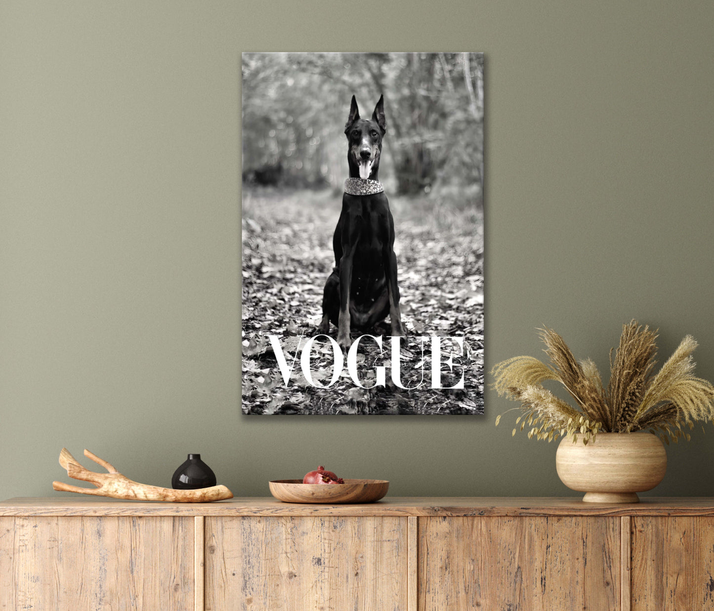 A Peaceful Dog Sitting on The Ground in The Woods, Fashion Print 100% Australian Made 40x60cm Stretched Canvas Ready to Hang