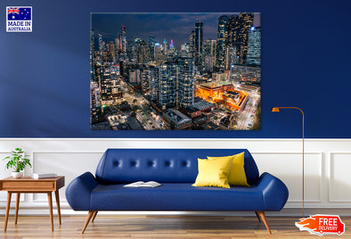 Docklands City Near Southern Cross Station Night View Print 100% Australian Made Stretched Canvas Ready to Hang - AU-109