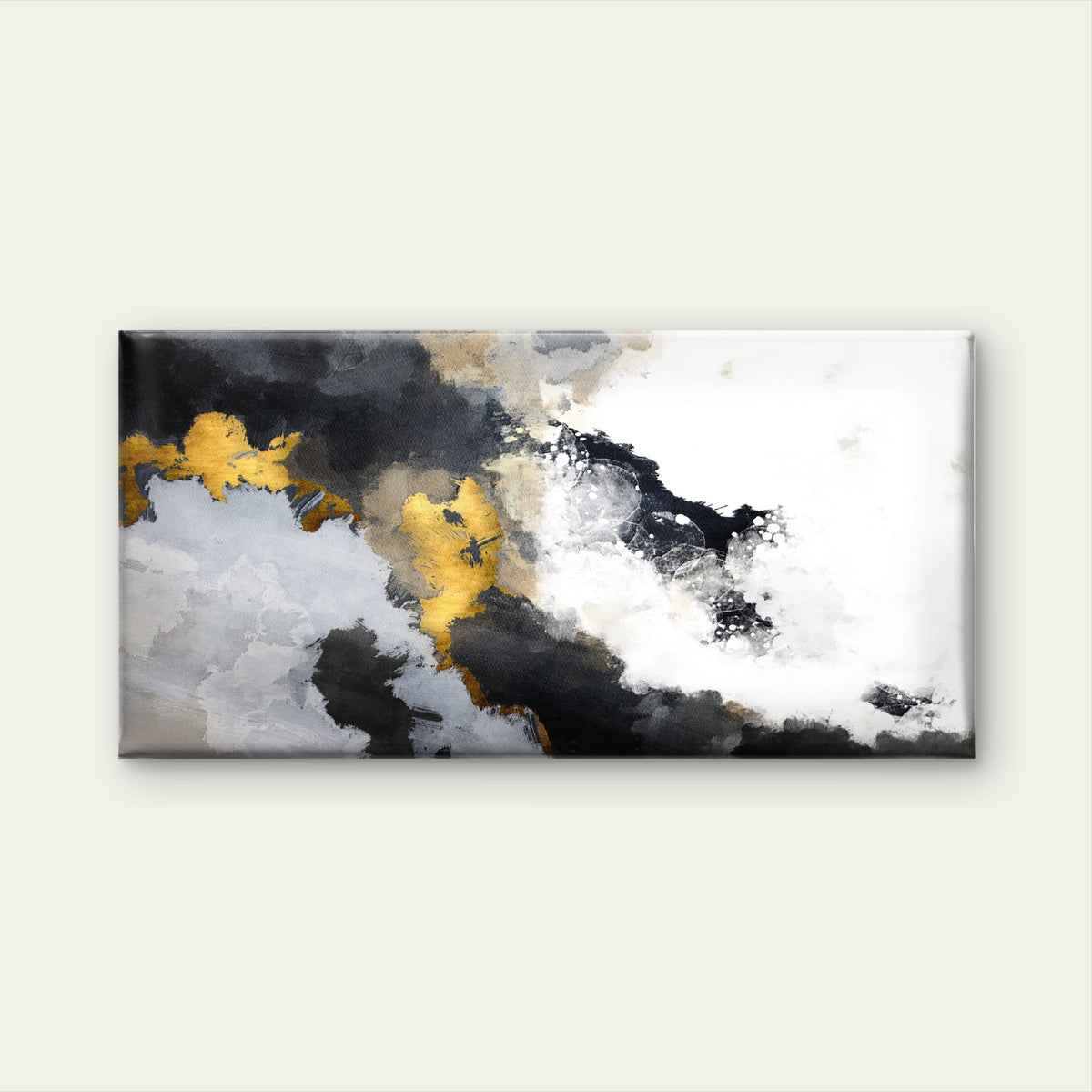 Modern Gold Foil Smoky Gray Art Wall Art Canvas Office Home Room Framed 80x45cm