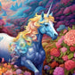 Rainbow Unicorn Floral Forest Fantasy Meadow Wall Art Canvas Office Home Framed 120x60cm