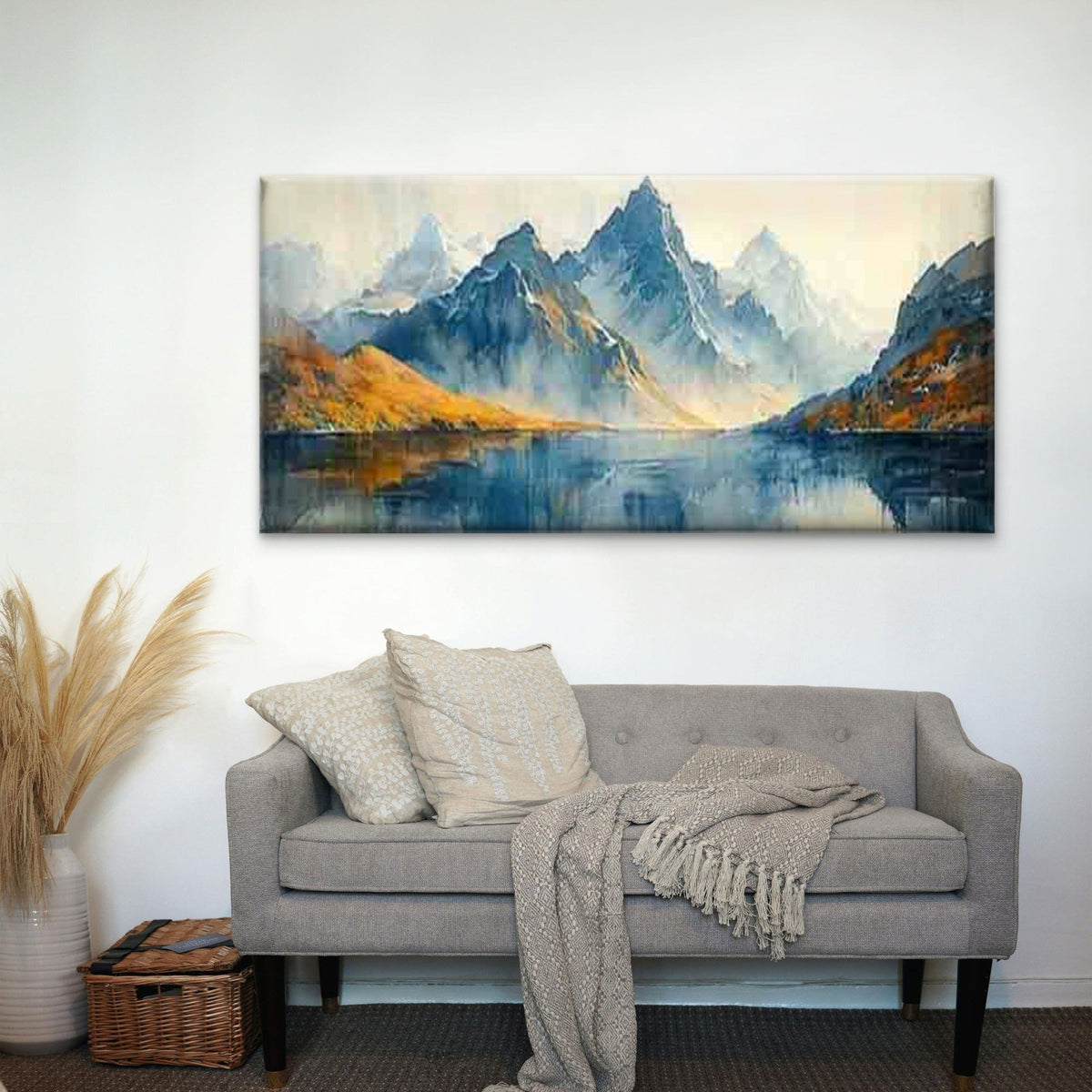 Winter Mountain Landscape Wall Art Canvas Office Home Room Framed 120x60cm