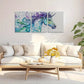 3pcs Vibrant Watercolor Unicorn Blue Line Design Metal Print Ready to Hang Art