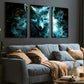 3pcs Ghost Fox Animal Abstract Art Scary Wall Art Set Canvas Framed 40x60cm - High Quality Print 100% Australian Made Wall Canvas Ready to Hang