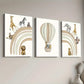 3pcs Modern Fashion Hot Air Balloon Animal Abstract Art Wall Art Set Canvas Framed 40x60cm - High Quality Print 100% Australian Made Wall Canvas Ready to Hang