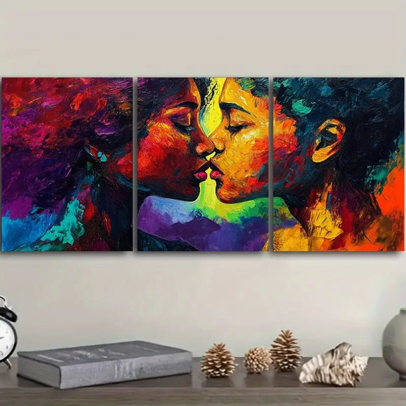 3pcs Abstract Two Women Painting Metal Print Ready to Hang Art
