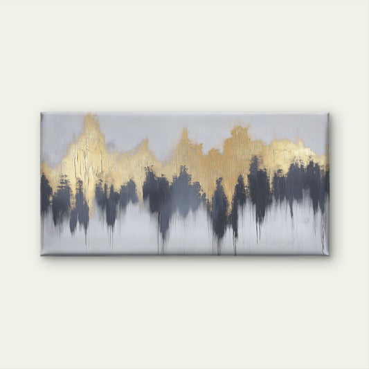 Abstract Textured Gold Line Wall Art Canvas Office Home Room Framed 80x45cm