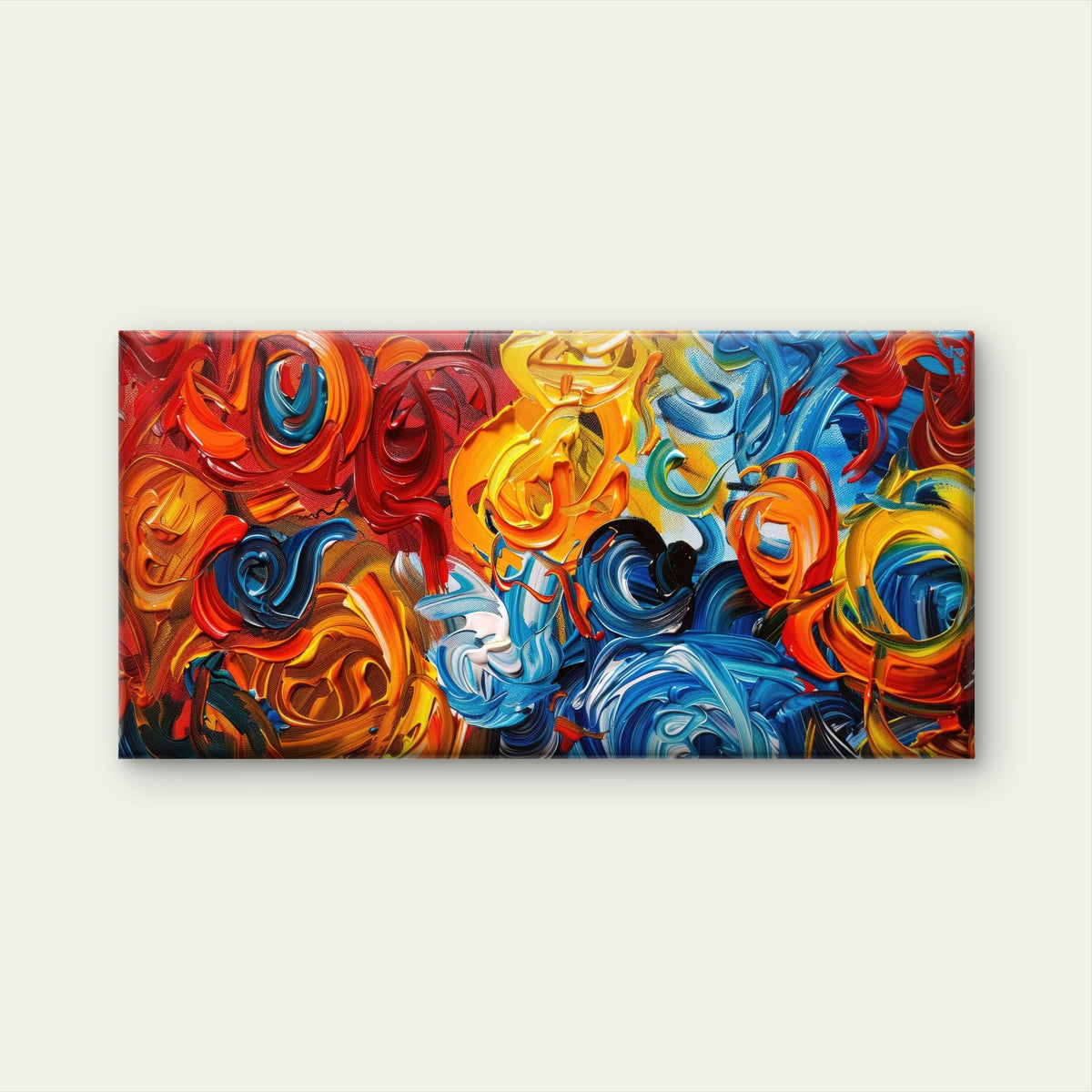 Vibrant Swirls Of Abstract Colo Wall Art Canvas Office Home Room Framed 120x60cm