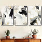 3pcs Bold Brushstrokes in Monochrome Tones Abstract Metal Print Ready to Hang Art