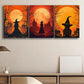 3pcs Witch at Sunset Metal Print Ready to Hang Art