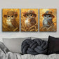 3pcs Featuring a yellow owl Metal Print Ready to Hang Art