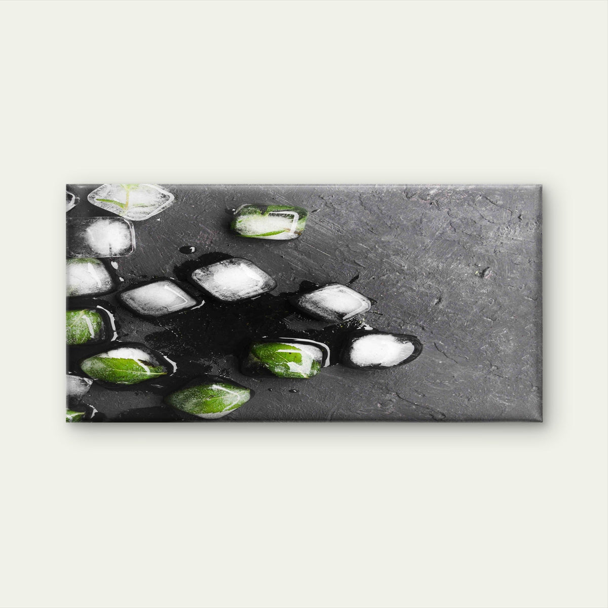 Ice Cubes With Mint Wall Art Canvas Office Home Room Framed 80x45cm