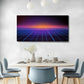 Retro Surface Blue Lines Purple & Orange Wall Art canvas office home room framed 120x60cm