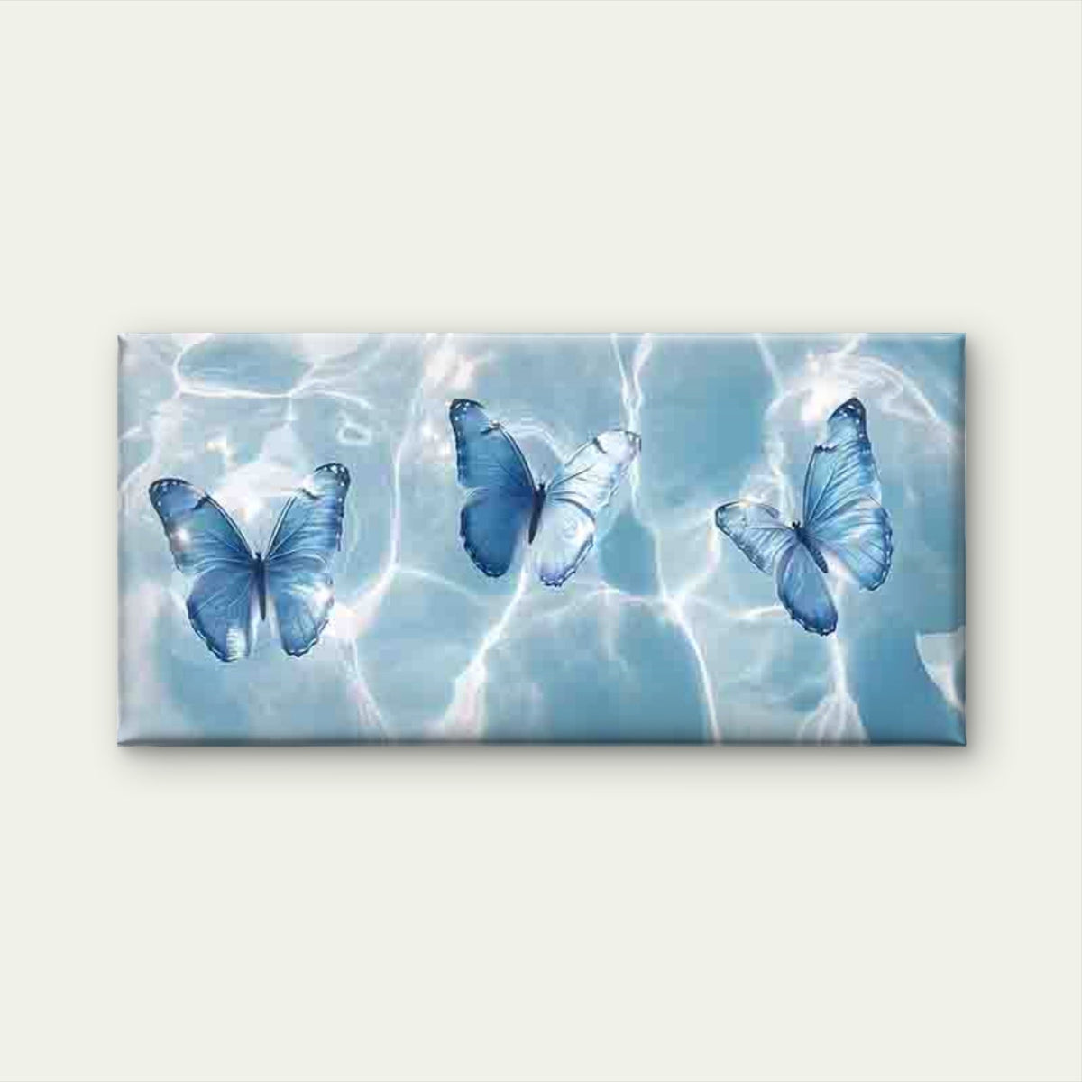 Classic Blue Butterfly Wall Art Canvas Office Home Room Framed 120x60cm