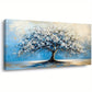 Contemporary Tree Navy Blue White Floral Nature Wall Art canvas office home room framed 120x60cm