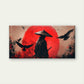 Lone Samurai Against Red Sun Wall Art Canvas Office Home Room Framed 120x60cm