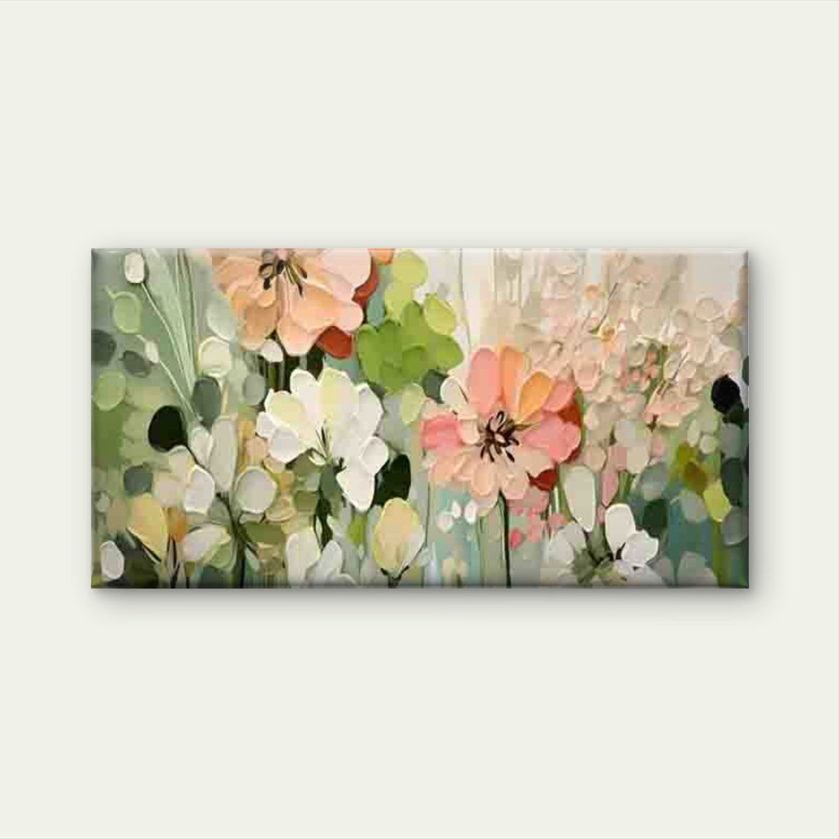 Modern Pastel & Soft Bouquet Wall Art Canvas Office Home Room Framed 120x60cm