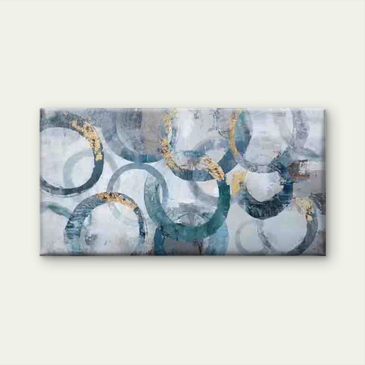 Abstract Interlocking Rings Wall Art Canvas Office Home Room Framed 80x45cm