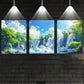 3pcs Elegant Pigeons and Waterfalls Painting Metal Print Ready to Hang Art