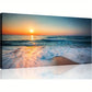 Blue Sea White Beach Sunrise Wall Art canvas office home room framed 120x60cm