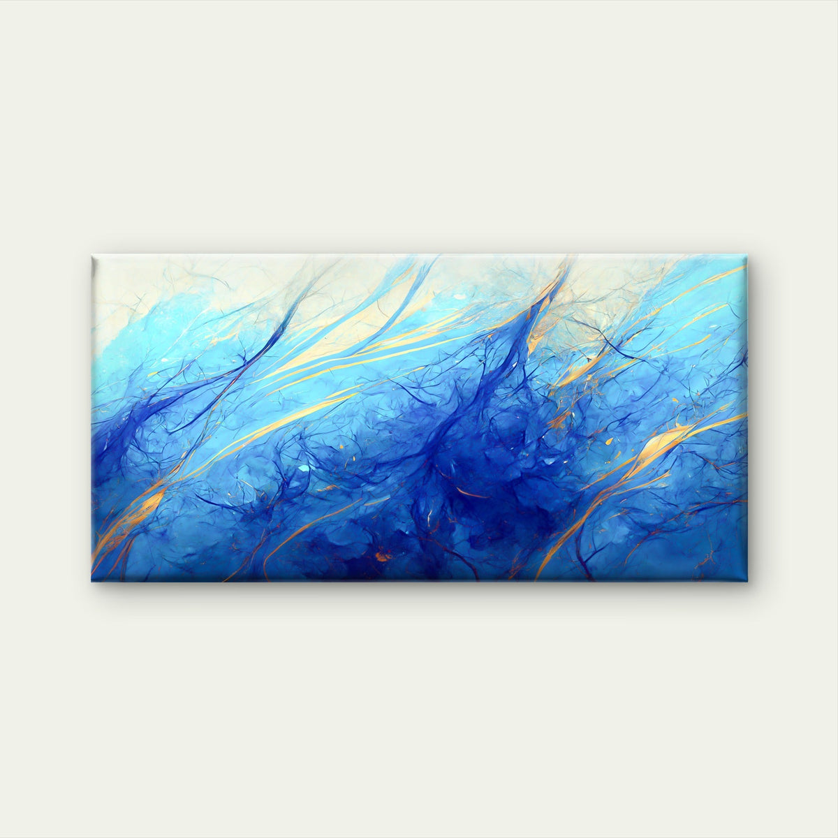Deep Ocean Blue Energy Color Wall Art Canvas Office Home Room Framed 80x45cm