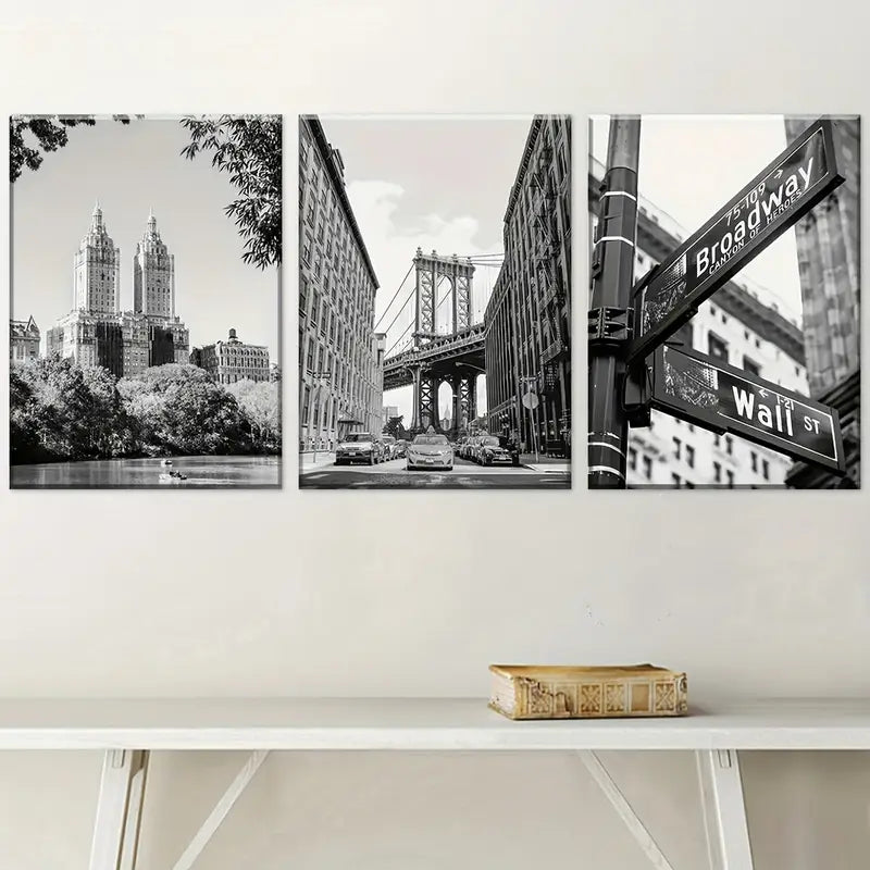 3pcs Black And White Artistic Style Modern Architectural Landscape Art Wall Art Set Canvas Framed 40x60cm - High Quality Print 100% Australian Made Wall Canvas Ready to Hang