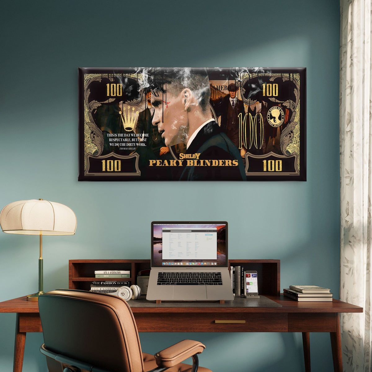 Vintage Criminal Money Print Wall Art Canvas Office Home Room Framed 120x60cm