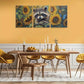 3pcs Contemporary Raccoon & Sunflowers Metal Print Ready to Hang Art
