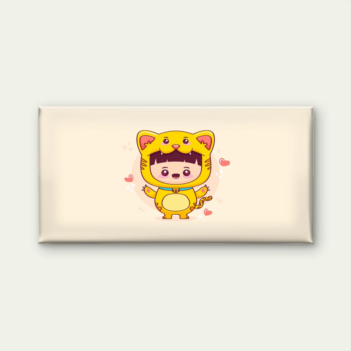 Kawaii Child Tiger Costume HeartWall Art Canvas Office Home Room Framed 120x60cm