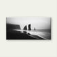 Black And White Coastal Landscape Wall Art Canvas Office Home Room Framed 80x45cm