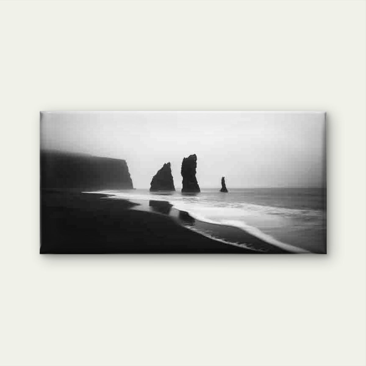 Black And White Coastal Landscape Wall Art Canvas Office Home Room Framed 80x45cm