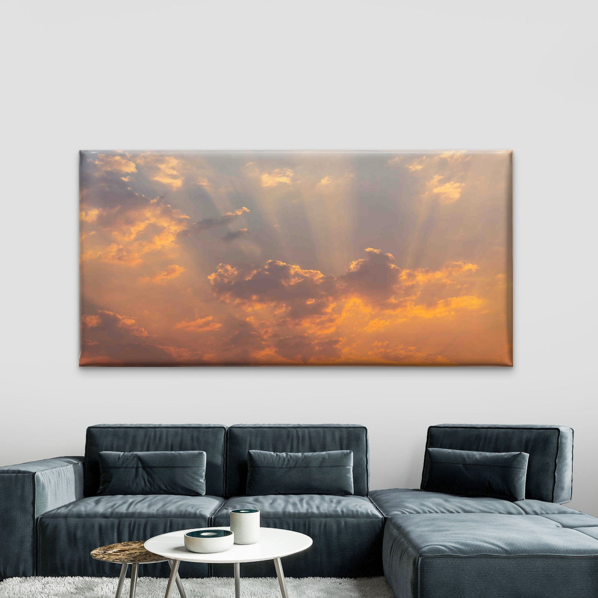 Sky With Rays Wall Art Canvas Office Home Room Framed 80x45cm