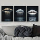3pcs Featuring a Solitary Cloud with Rain Metal Print Ready to Hang Art