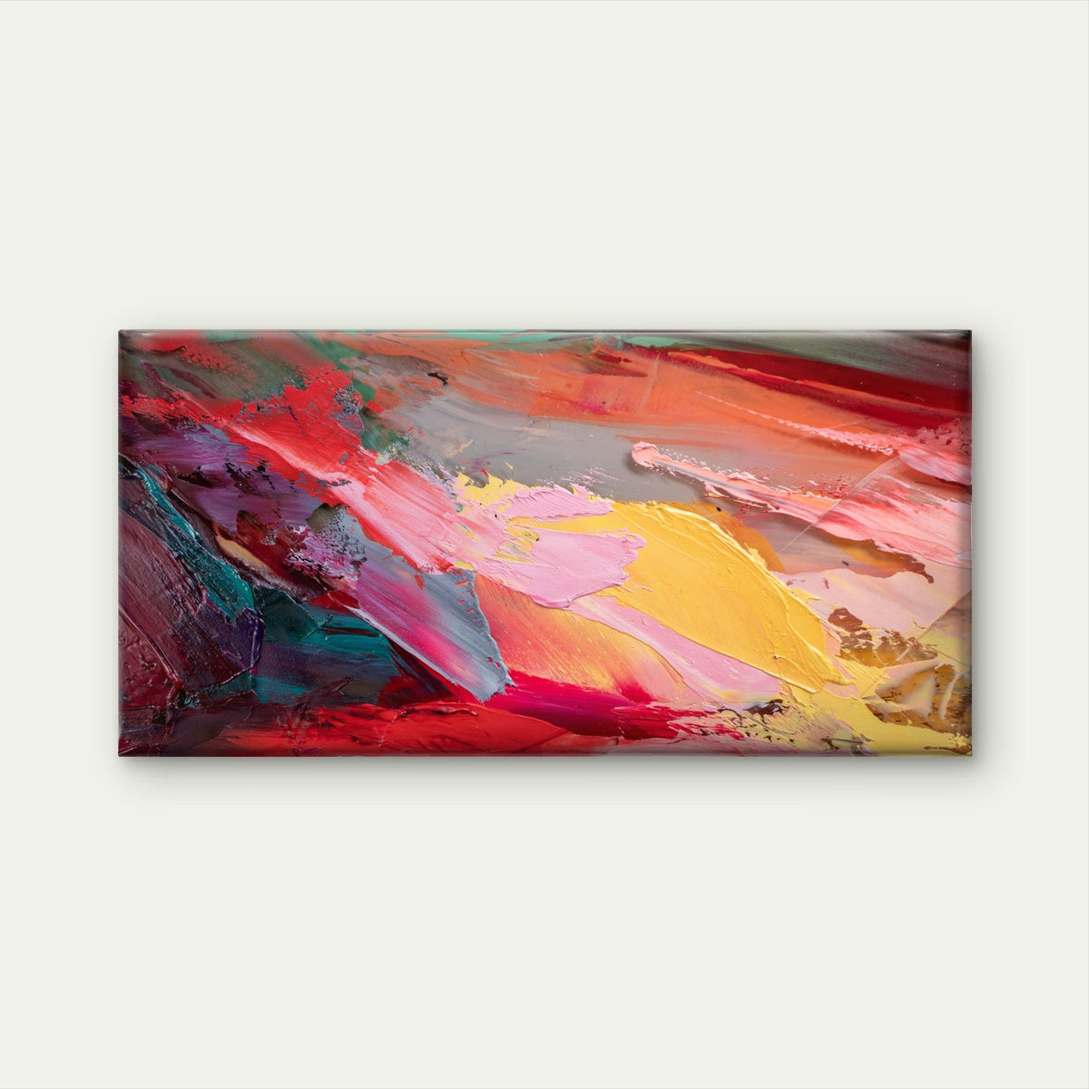 Abstract Thick Paint Palette Wall Art Canvas Office Home Room Framed 80x45cm