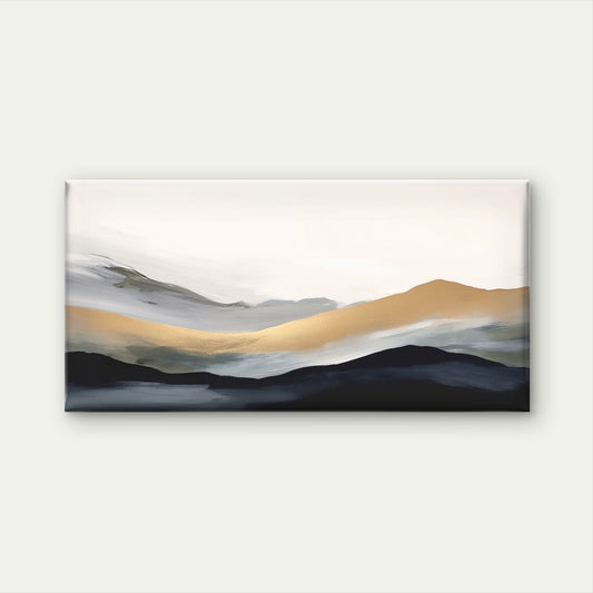 Abstract Gold Leaf Mountain Wall Art Canvas Office Home Room Framed 80x45cm