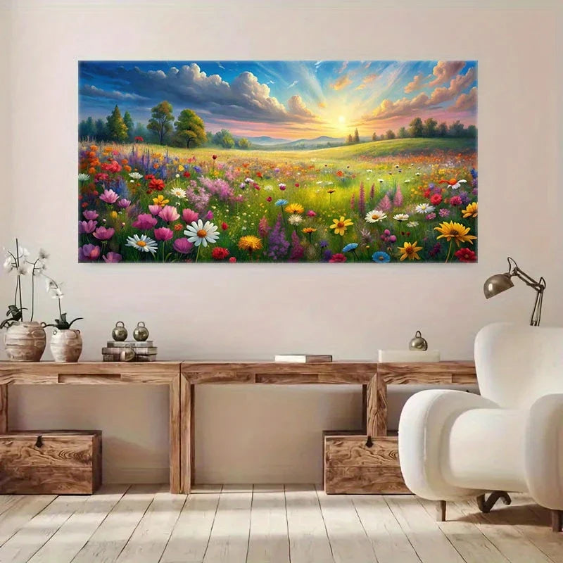 Sunlit Sky & Clouds Wall Art wall canvas office home room framed 120x60cm