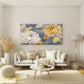 Glam Golden Leaf Floral Blossom Wall Art Canvas Office Home Room Framed 120x60cm