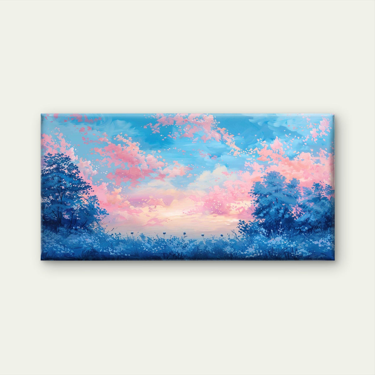 Sunset With Clouds Birds Sky Wall Art Canvas Office Home Room Framed 80x45cm