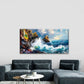 Ocean Waves Crashing Against Wall Art Canvas Office Home Room Framed 120x60cm