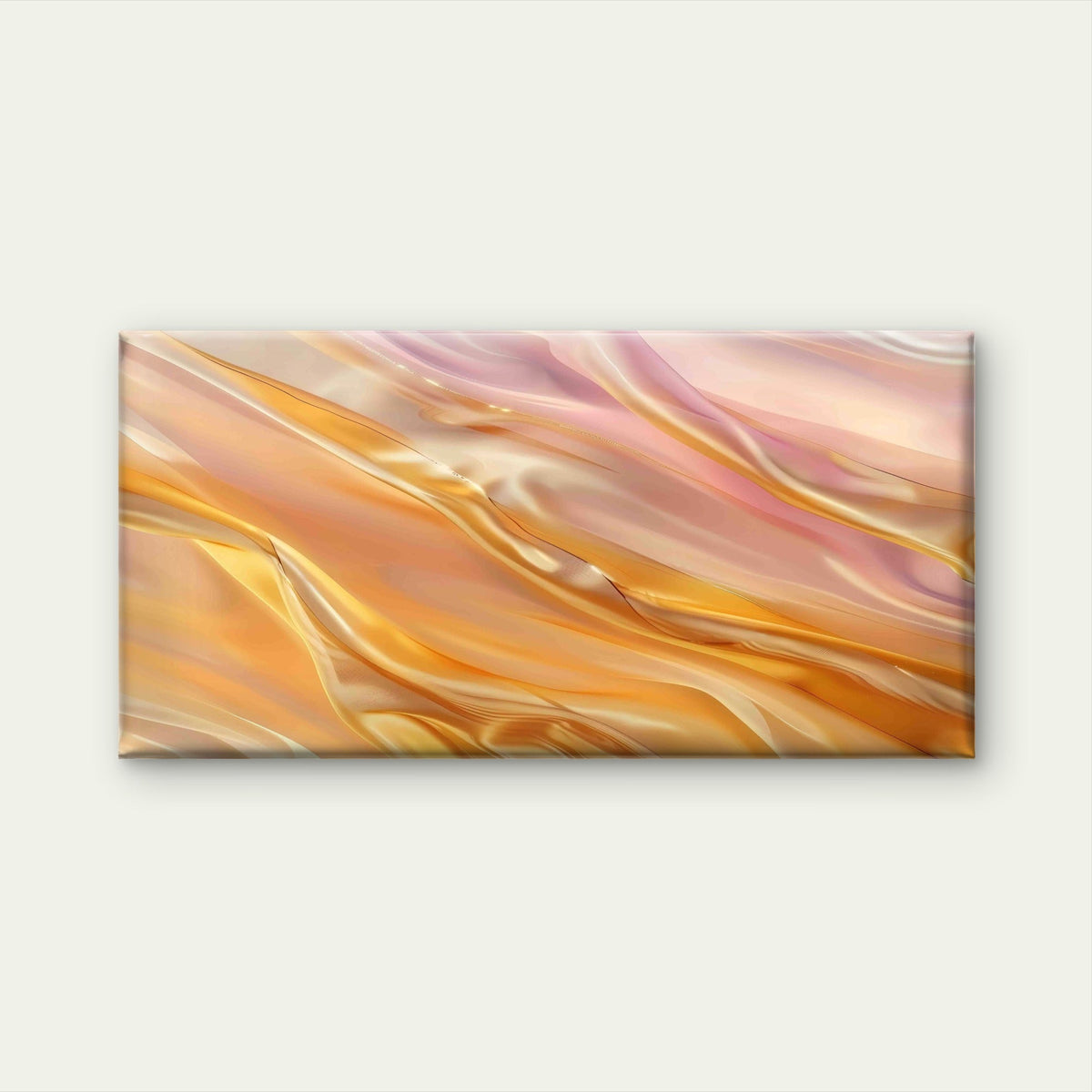Peach Metallic Satin Ripple Wall Art Canvas Office Home Room Framed 120x60cm