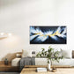 Golden And Blue Abstract Feathe Wall Art Canvas Office Home Room Framed 80x45cm