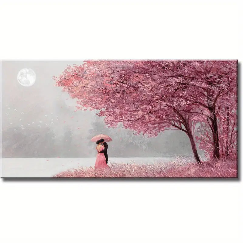 Pink Tree Romantic Couple Natural Scenery Wall Art canvas office home room framed 120x60cm